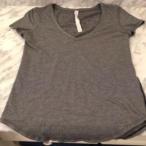 Lululemon V-Neck Love Black & White Striped Tee.